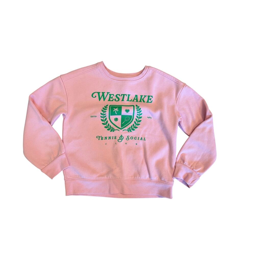 Girls Pink Green Tennis Club Sweatshirt Size M/8